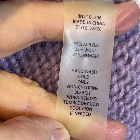 Soft Surroundings Purple Wool Blend Telluride Topper Cardigan Sweater Size PL - Picture 4 of 8